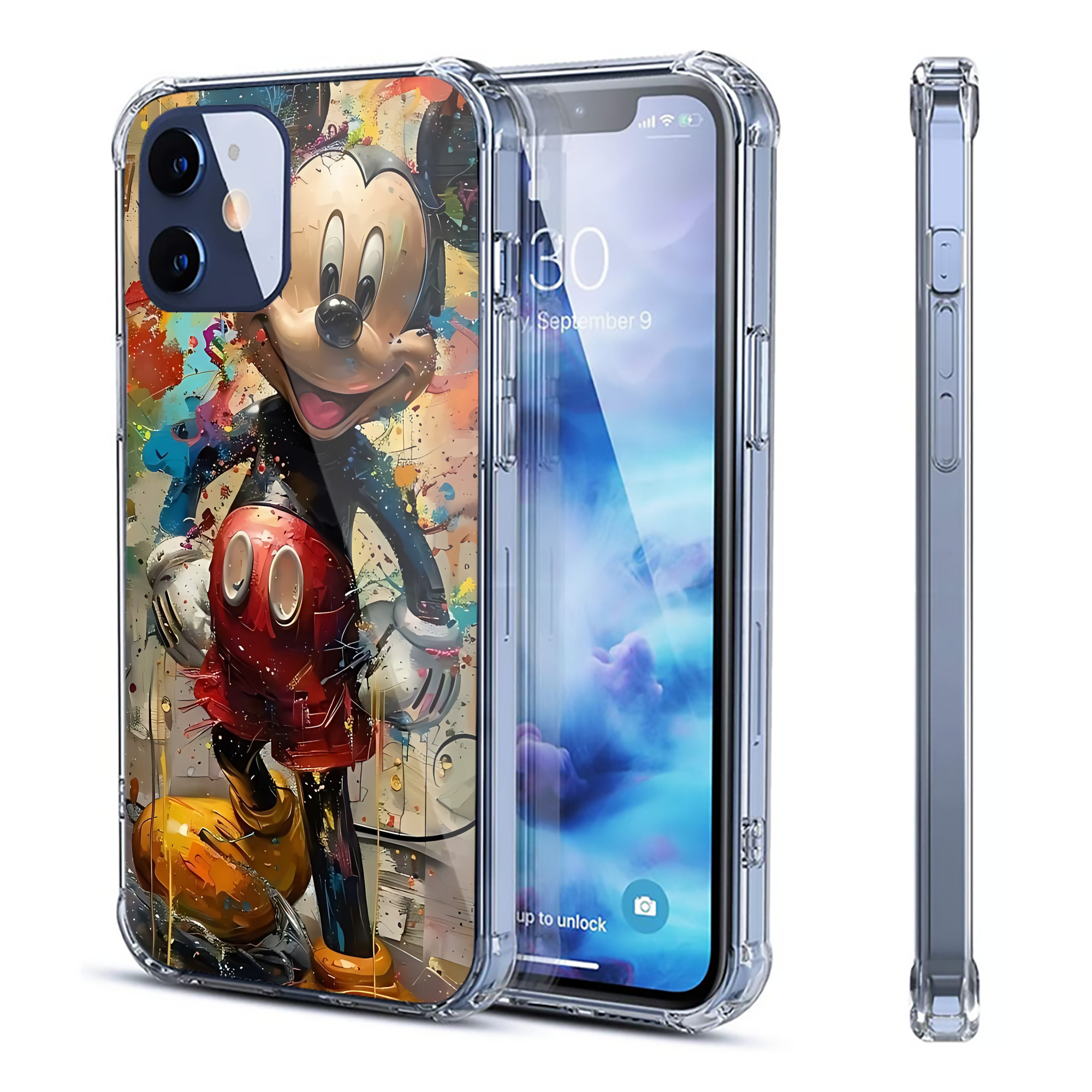 （画像用） ミッキーマウス Mickey Mouse 【iPhone 12シリーズ対応】透明スマホケース（クリアソフトケース）